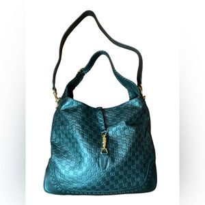 Vintage Black Leather Tote Hobo Bag with Strap